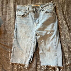 Levi's Light Blue Denim Frayed Shorts